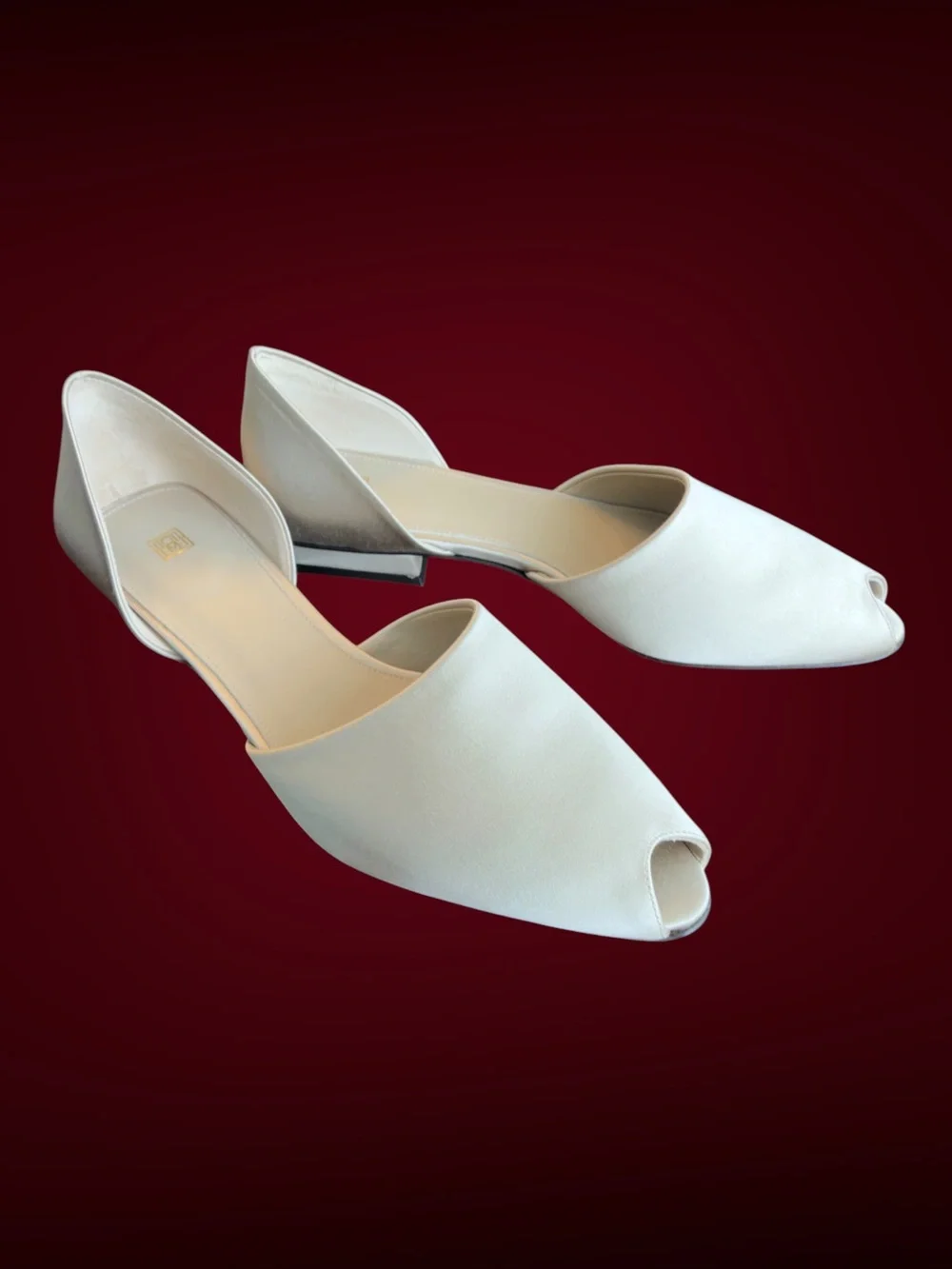 TOTEME Satin D’Orsay Flats Ivory Cream Open Toe Ballet Luxury Shoes Size 37